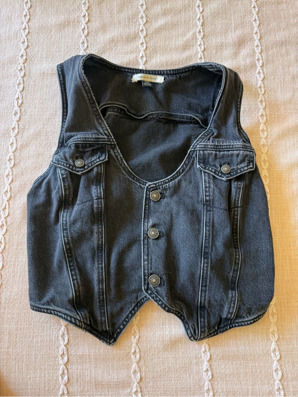 Black denim vest
